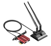 GLOTRENDS Carte PCIe WiFi 6E avec antenne d'extension de 2 mètres pour PC de bureau, puce Intel AX210, 802.11ax, BT 5.3, compatible avec Windows 11/10/Linux, compatible avec les cartes mères Intel/AMD