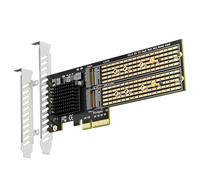 GLOTRENDS PA20 Double Adaptateur M.2 NVMe vers PCIe 3.0 x4 avec Bifurcation PCIe, Configuration Raid M.2 NVMe logicielle Via l'outil OS (Compatible avec Les formats 22110 et 2280)