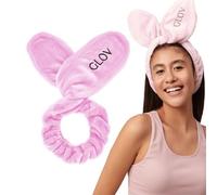Glov Bandeau Cheveux Femme Maquillage Accessoire Cheveux Femme Rose Bunny Ears Accessoire Demaquillant Oreilles de Lapin Bandeau Visage Lapin Pratique et Élégant