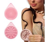 Glov Pad Silicone Multifonctionnel Rose pour Nettoyage Corps Massage Cuir Chevelu Outil Compact et Doux Soin Beauté Routine Quotidienne Salle de Bain Bien-être Hygiène
