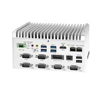 Glovary Fanless Mini PC i5 8265U (4C8T, up to 3.9GHz), 2 x LAN (i210+i219-LM) Linux Industrial Computer Din Rail, 8GB RAM 128GB NVMe SSD, 6 x RS232 COM, 8 Pin GPIO, 4USB3.2, 9-36V Auto Power on
