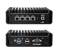 Glovary Firewall Micro Appliance J4125, 4 x i211 Gigabit LAN Mini PC Fanless, AES-NI OPNsense Hardware, DDR4L 16GB RAM 128GB SSD, 4K HD Industrie Desktop Computer, RS232 COM, 2USB3.0