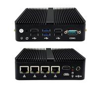 Glovary Firewall Mini PC Quad Core J4125, DDR4 16GB RAM 256GB SSD 1TB HDD, 4 x 2.5GbE LAN Fanless Micro Computer Router Appliance, Sim Slot, AES-NI, OPNsense, WiFi, BT