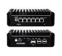 Glovary Firewall Mini PC Quad Core N100, DDR5 32GB RAM 512GB NVMe SSD, 6 x 2.5GbE i226V LAN, Micro Fanless Appliance, Routeur Hardware, AES-NI, OPNsense, TypeC Port, TF Card Slot