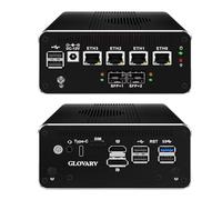 Glovary Micro Firewall Appliance N150, Dual 10GbE 82599ES SFP+ OPNsense Router, 4 x i226V 2.5GbE LAN Mini PC Box, Barebone, HD+DP+10Gbps USB-C 3 Display, 6USB Port, SPK/MIC