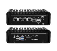 Glovary Mini Firewall PC N100 4 Core, 4 x i226V 2.5GbE LAN OPNsense Hardware, DDR5 8GB RAM 128GB SSD, Fanless Micro Appliance, AES-NI, 2 xM.2 NVMe Slot, 2 xSATA3.0, USB-C