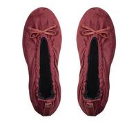 GLOVE STORY Chaussons Ballerines d’Intérieur Femme en Velours avec Semelle en Cuir Souple - Matière Douce et Confortable - Ballerines Chaussons Femme Doux - Fabrication Artisanale (Rayures M)