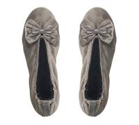 GLOVE STORY Chaussons Ballerines d’Intérieur Femme en Velours avec Semelle en Cuir Souple - Matière Douce et Confortable - Ballerines Chaussons Femme Doux - Fabrication Artisanale (Rayures M)
