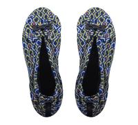 GLOVE STORY Chaussons Ballerines d’Intérieur Femme en Velours avec Semelle en Cuir Souple - Matière Douce et Confortable - Ballerines Chaussons Femme Doux - Fabrication Artisanale (Rayures M)