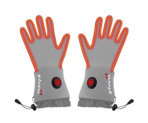 GLOVII GLG Gants Chauffants Universels & Étui Pratique|Chauffe-Mains Électriques Pour Hommes Et Femmes Avec Batterie Rechargeable Li-Poly Et Poche|Fait De Fibres De Carbone, 95% Polyester|Gris, XXS-XS