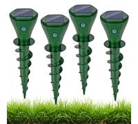 Glovios Anti Taupe Solaire Vibration Ultrasons Répulsif Taupe Efficace Répulsifs Anti-Taupes IP65 Imperméable Répulsif Serpent Ultrason Anti Rongeurs (Vert - 4 pièces)