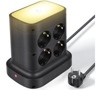 Glovios Multiprise avec Interrupteur, Tour Multiprise 7 Prises et 4 USB Parafoudre et Surtension,avec éclairage LED Réglable,avec Rallonge Electrique 2M, Mult Prise Convient pour Bureau et Maison