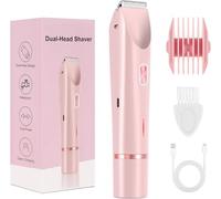 Glow Aura - 2-in-1 Women’s Body Shaver, Rechargeable Electric Razor for Legs, Underarms & Bikini Area, Wet & Dry Use, Painless Hair Removal for Smooth Skin (Pink)