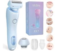 Glow Aura - 2-in-1 Women’s Body Shaver, Rechargeable Electric Razor for Legs, Underarms & Bikini Area, Wet & Dry Use, Painless Hair Removal for Smooth Skin (Blue_)