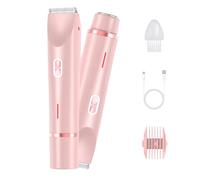 Glow Aura Womens Shaver, 2025 New Dual Head Bikini Shaver for Women, 2-In-1 Trimmer for Women, Wet & Dry (Pink)