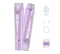 Glow Aura Womens Shaver, 2025 New Dual Head Bikini Shaver for Women, 2-In-1 Trimmer for Women, Wet & Dry (Purple)
