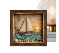 Glow Box Display Case - Coastal Sea Glass Decoration with LED Warm Light