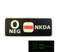 Glow Dark O NEG Blood Type NKDA Combat Tactical PVC Rubber 3D GITD Touch Fastener Patch