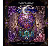 Glow Effect Stained Glass Coloring Book. Boho Edition.: Bold Dreamcatchers, Mandalas, Moon Phases & Sacred Geometry - Thick Outlines, Large Segments.