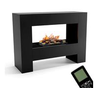 GLOW FIRE Cheminée à Vapeur d'eau FALLADA - Cheminée électrique avec Flammes 3D LED réalistes, Effet crépitant, télécommande, 120x90x40 cm - Opti-Myst 600 avec décor Bois, Noir