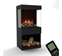 GLOW FIRE Cheminée à Vapeur d'eau OGF 2 - Cheminée électrique avec Flammes 3D LED réalistes, Effet crépitant, télécommande, 55x110x40 cm - Cheminée Opti-Myst 400 avec décoration Bois, Noir