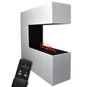 GLOW FIRE Cheminée à Vapeur d'eau Schiller - Cheminée électrique avec Flammes 3D LED réalistes, Effet crépitant, télécommande, 120x120x37 cm - Opti-Myst 500, Blanc