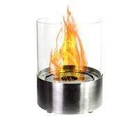 GLOW FIRE Cheminée de Table à éthanol Emma (Ronde) - Feu de Table élégant, Longue durée, certifié TÜV - Argent