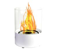 GLOW FIRE Cheminée de Table Ethanol Emma (Ronde) - Feu de Table élégant intérieur/extérieur, Longue durée, certifié TÜV, pour Table, Jardin, Balcon, 27x20,5 cm - Blanc