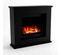 GLOW FIRE Europa Cheminée électrique sur Pied - Cheminée avec Chauffage, feu de cheminée, feu LED 3 Couleurs, Ventilateur, décoration Bois, télécommande, 111x101x33 cm, Noir