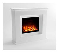 GLOW FIRE Europa Cheminée électrique sur Pied - Cheminée avec Chauffage, feu de cheminée, feu LED 3 Couleurs, Ventilateur, décoration Bois, télécommande, 111x101x33 cm, Blanc