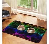 Glow in Dark Splatter Neon,Waterproof Pet Feeding Mat,PU Leather Placemats for Cat Dog Water Bowl,Food Mats,40x60cm