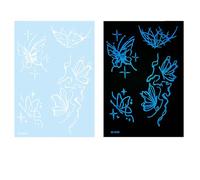 Glow in Dark Tattooed Butterfly Flower Temporary Stickers Waterproof White Sticker for Wedding Glow in the Dark White Sticker Flower Star Temporary