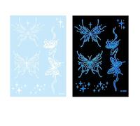 Glow in Dark Tattooed Butterfly Flower Temporary Stickers Waterproof White Sticker for Wedding Glow in the Dark White Sticker Flower Star Temporary
