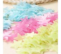 Glow in the Dark 3D Stars Mur Stickers 100pcs Autocollant mural en plastique fluorescent lumineux pour les enfants chambre à coucher de chambre à coucher décoration intérieure (Multicolore)