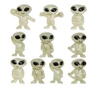 Glow In The Dark Alien Figures - 10PCS Flexible Realistic Collectible Set, Decorative Display Pieces | For Shelf Desk Mantel Bedroom School Birthday Housewarming Use, Alien Figurines, Display Decor