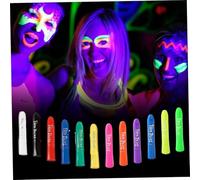Glow in the Dark Body Paint, 12pcs rotatif Paint Face Neon pour enfants adulte, bâtons de visage lavables réutilisables pour la mascarade, festivals d'Halloween, événements sportifs.