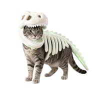 Glow in The Dark Dinosaur Skeleton Pet Costume, Soft Plush T-Rex Outfit