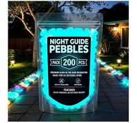 Glow In The Dark Garden Stones, 2026 New Colorful Glow-In-The-Dark Garden Stones for Walkway Patio Lawn Yard Landscaping, Fish Tank Aquarium Decor (Blue,200Pcs)
