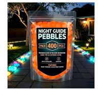 Glow in the Dark Garden Stones Colorful Luminous Pebbles for Outdoor Walkways & Yard Decor, Night Guide Glow Rocks for Garden, Fish Tank, Pathway, Magical Landscape Lighting (Orange,400pcs)