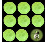 Glow In The Dark Lot de 8 balles pour chien phosphorescentes en caoutchouc pour chien - Balle interactive pour chien - Balles interactives pour chien de petite et moyenne taille