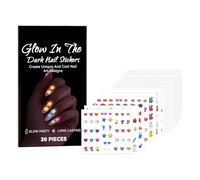 Glow in the Dark Nail Stickers 30 Sheets DIY Manicure Decals for Nails Manicure Salon Home Women Beginners Valentines Day Easter Creative Design Accessories