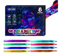 Glow In The Dark Paint Markers - Washable Body Painting Makeup Temporary Glow Markers , Fabric Art Supplies , Creative Skin Painting Tool | Glows Marker For Adults Boys Girls Party