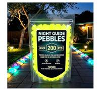 Glow in the Dark Pebbles Outdoor Luminous Glow Stones for Garden Pathways, Glowing Rocks for Yard, Aquarium, Planter & DIY Decor (Yellow,200pcs)