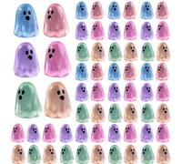 Glow in the Dark Resin Mini Ghost Figurine 100pcs Luminous Mini Resin Ghost Halloween Figurines mignonnes figures minuscules pour cacher le décor de monstre pour le paysage extérieur d'Halloween, cou