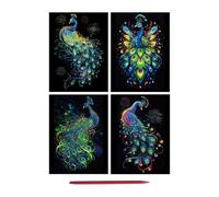 Glow in The Dark Scratch Kits, 4X Rainbow Painting Paper with Pen for Fun Creative Sketching, Arts and Crafts, DIY Drawing Activity for Kids, Teens, and Adults