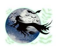 Glow in The Dark Witch Wall Stickers - Shining Halloween Wall Sticker | Décoration Murale effrayante PVC | Après l'illumination de la décoration pour la Chambre des | Autocollant léger pour Le