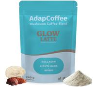 Glow Latte - Café Collagène Marin, Lion's Mane & Reishi - 30 Tasses | Lait de coco, hibiscus, chicorée & vanille - champignons adaptogènes, sans sucre, sans gluten. Extraits corps du champignon.
