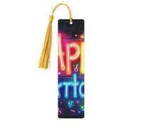 Glow Lot de 5 marque-pages en bois imprimés double face avec inscription « Happy Birthday » - Cadeaux pour les amateurs de livres - Accessoires cool pour ordinateur portable - Cadeaux d'anniversaire