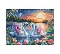 Glow Loup Gris en forêt 500 Pieces Casse-tête Adolescent en Carton Rigide Anti-Déchirure Swan Lake Bloom Difficulté Moyenne Activité Éducative Passe-Temps Cadeau Anniversaire 500 PCS