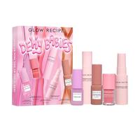 Glow Recipe Dewy Babies Ensemble de soins de la peau de voyage - Sérum à l'acide hyaluronique prune + gouttes de blush teintées rosée + crème hydratante pour le visage au jus rose + gouttes de teinte